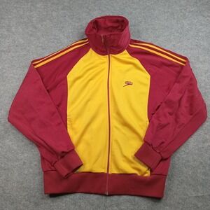 Vintage Speedo Jacket Mens Medium Red Yellow Track Warm‎ Up Full Zip Raglan 90s